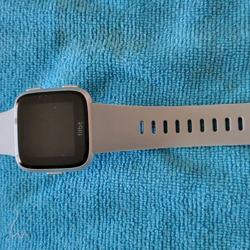 fitbit Versa  Smartwatch - Silver Case with Light Gray Band